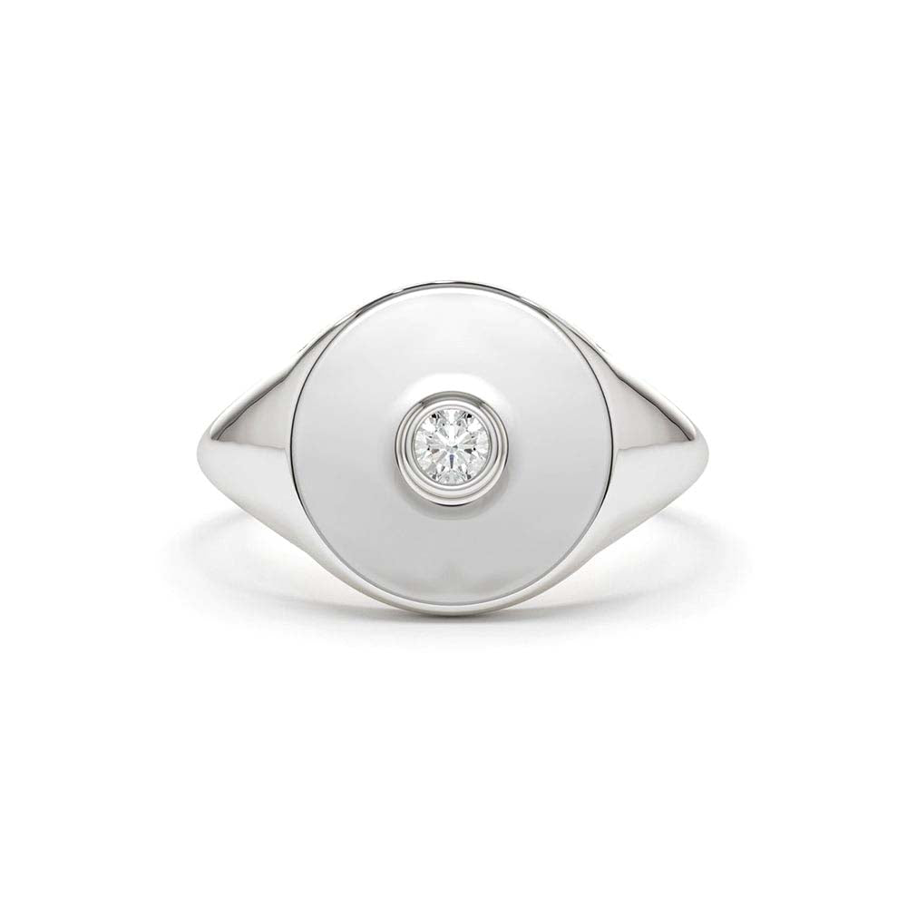 14K Gold Diamond Pinky Signet Ring - view 3