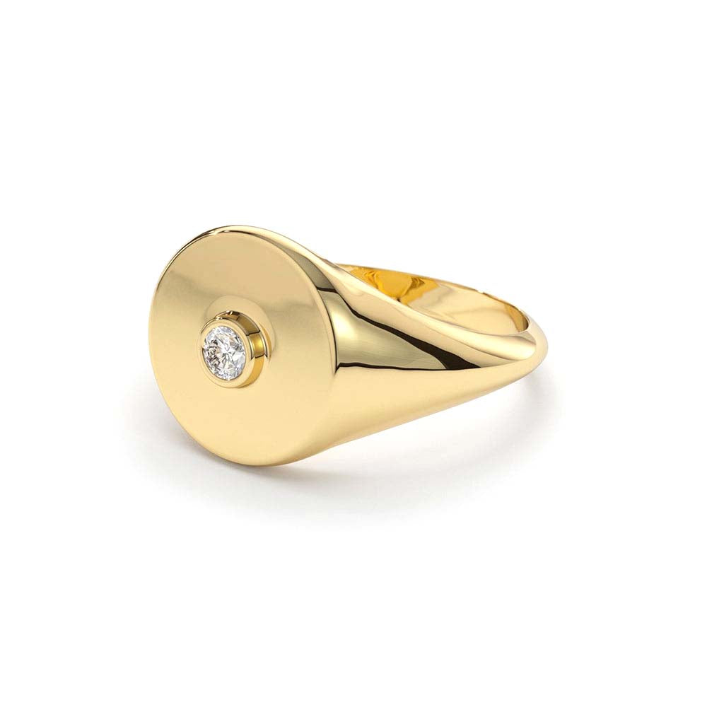 14K Gold Diamond Pinky Signet Ring - view 4