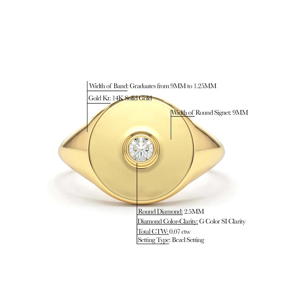 14K Gold Diamond Pinky Signet Ring - view 5