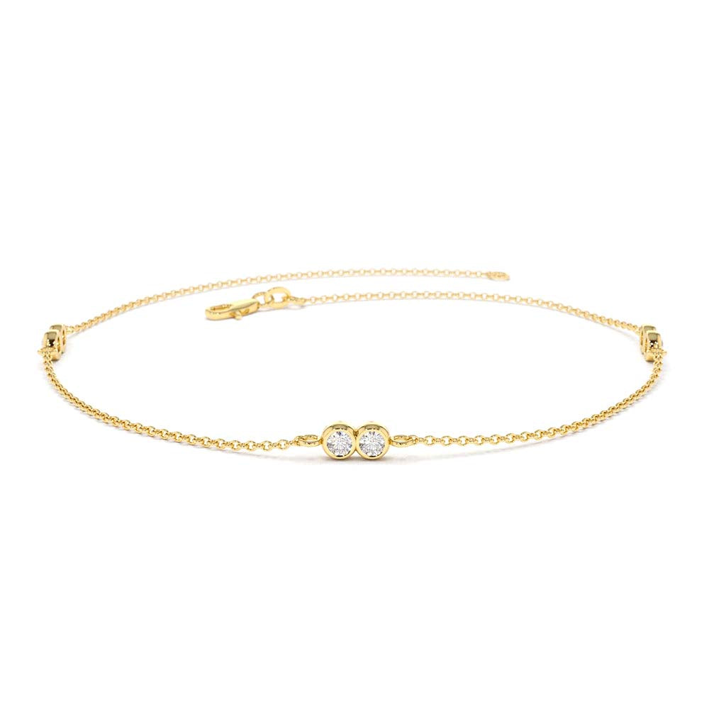14K Gold Double Diamond Station Bracelet by Orlina Fine