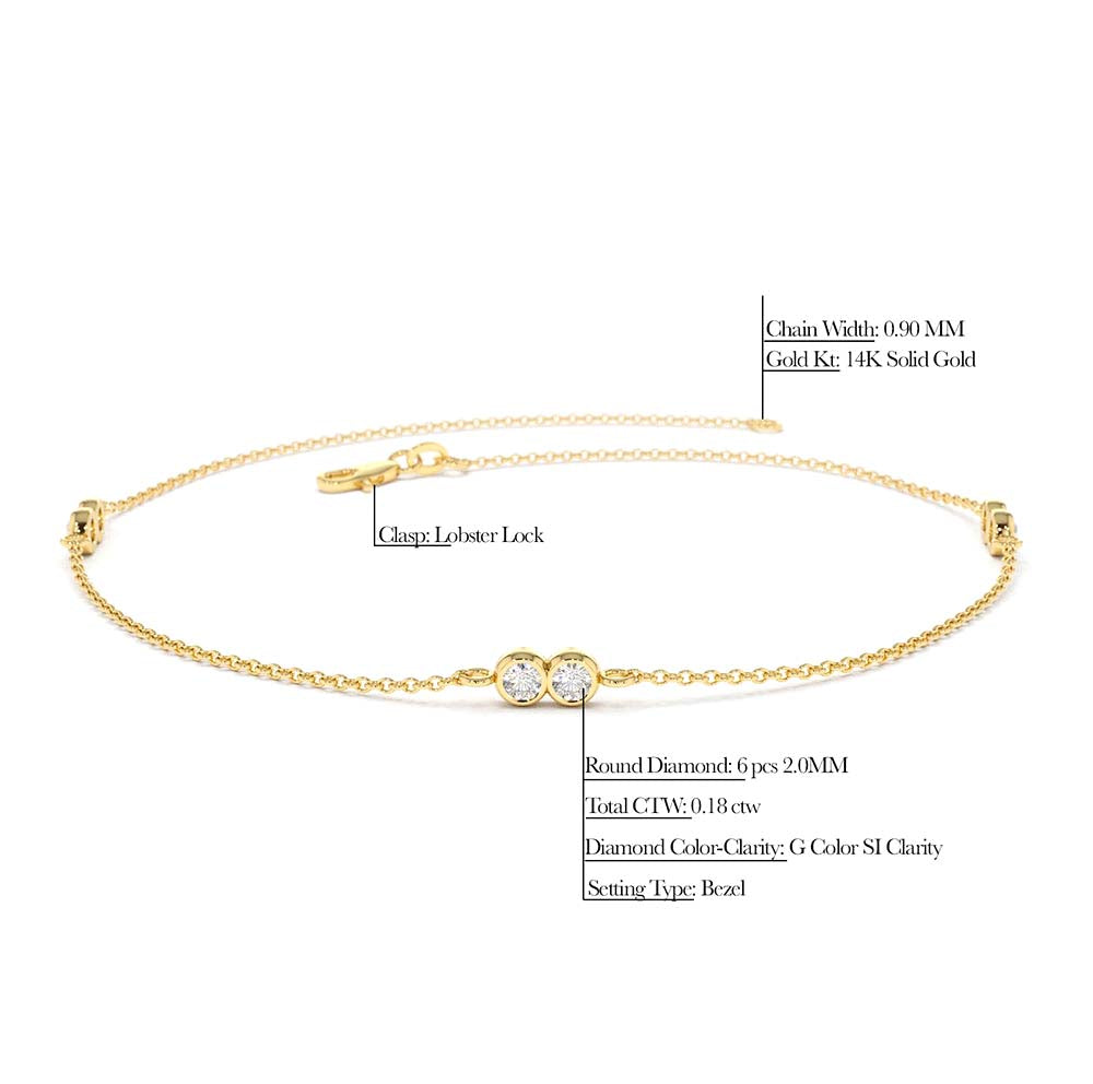 14K Gold Double Diamond Station Bracelet - view 2