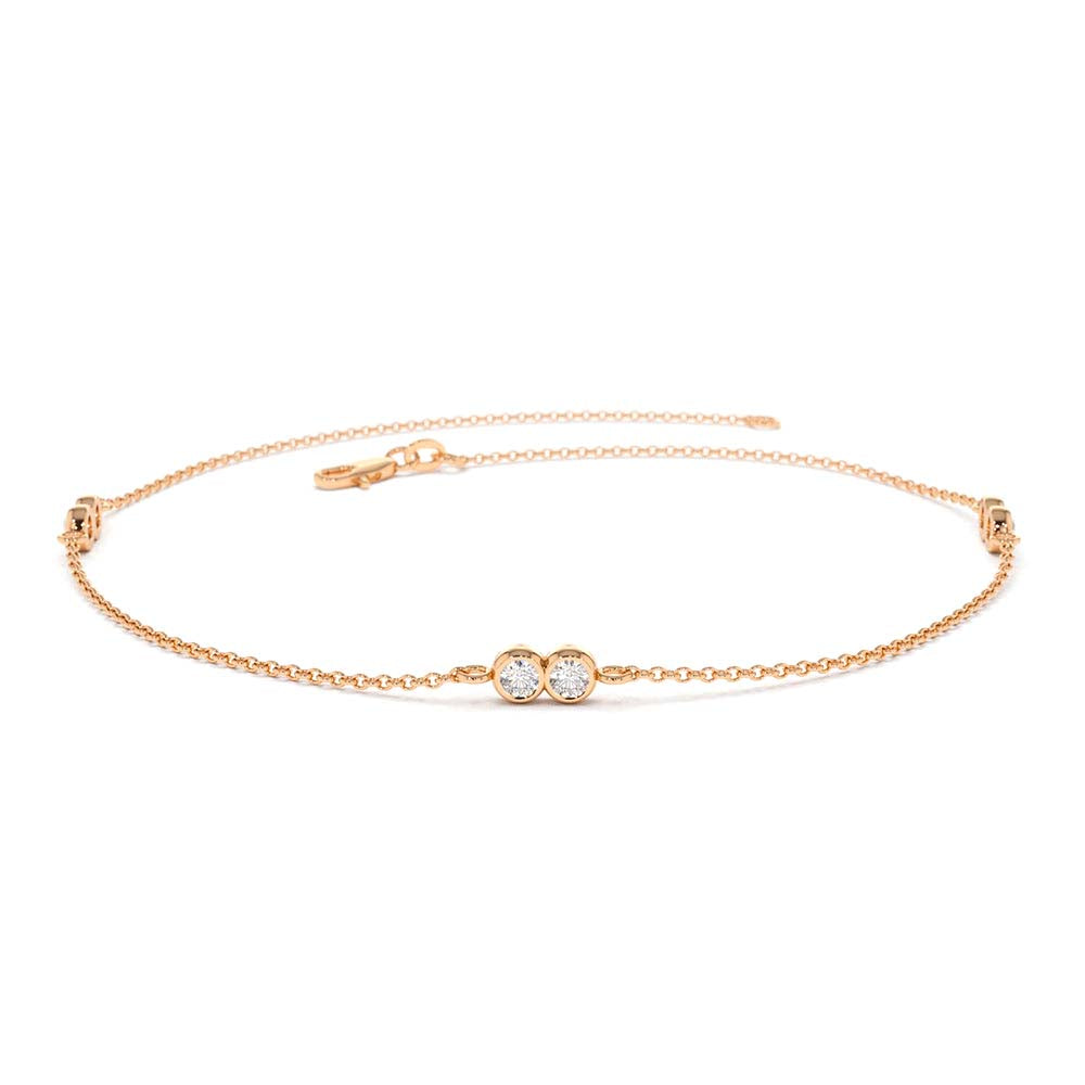 14K Gold Double Diamond Station Bracelet - view 3