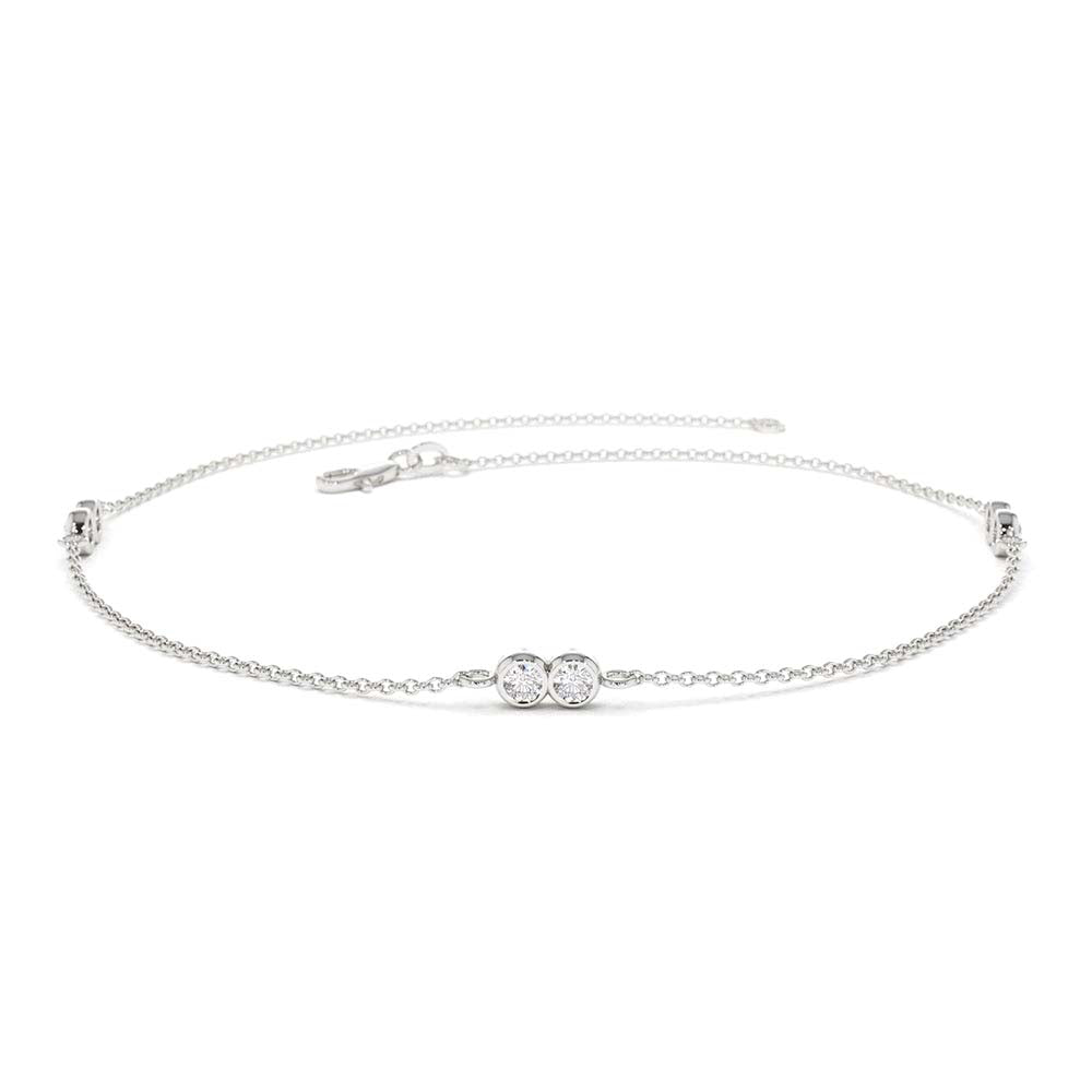 14K Gold Double Diamond Station Bracelet - view 4
