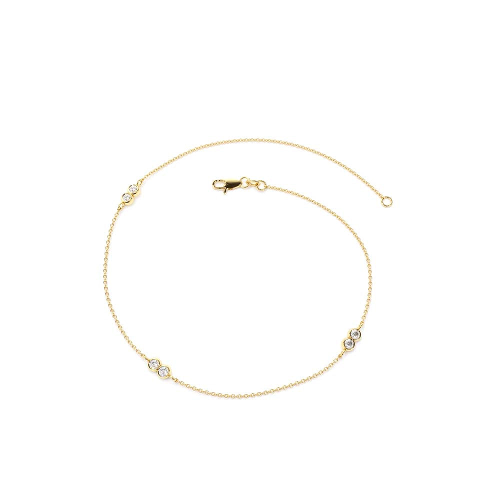 14K Gold Double Diamond Station Bracelet - view 5