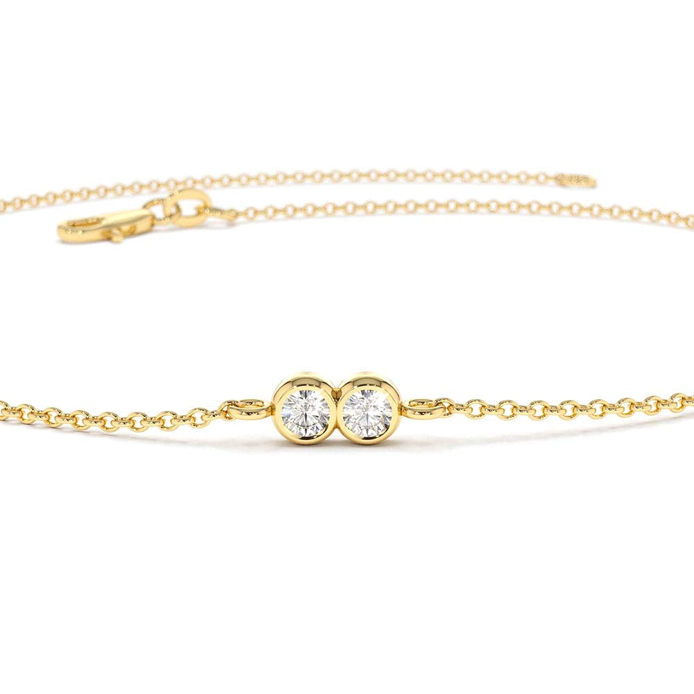 14K Gold Double Diamond Station Bracelet - view 6
