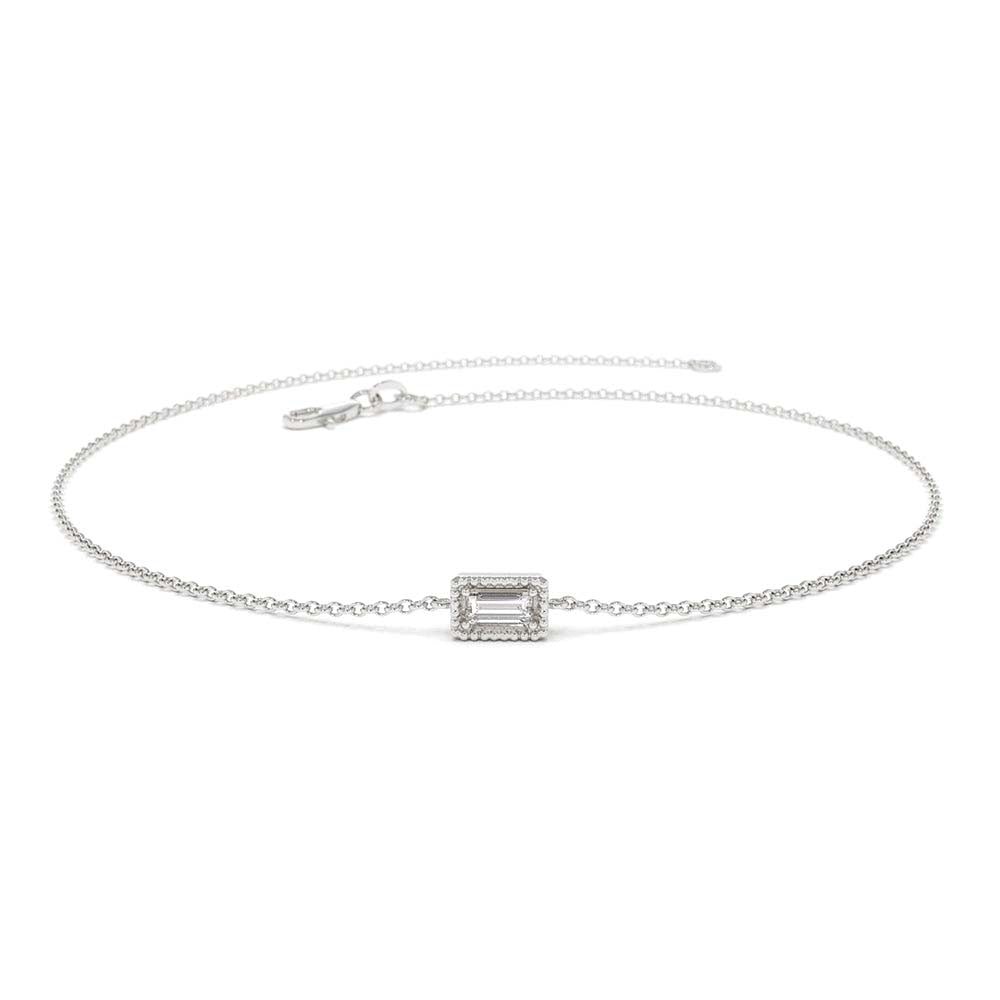 14K Gold Dainty Baguette Diamond Bracelet - view 3