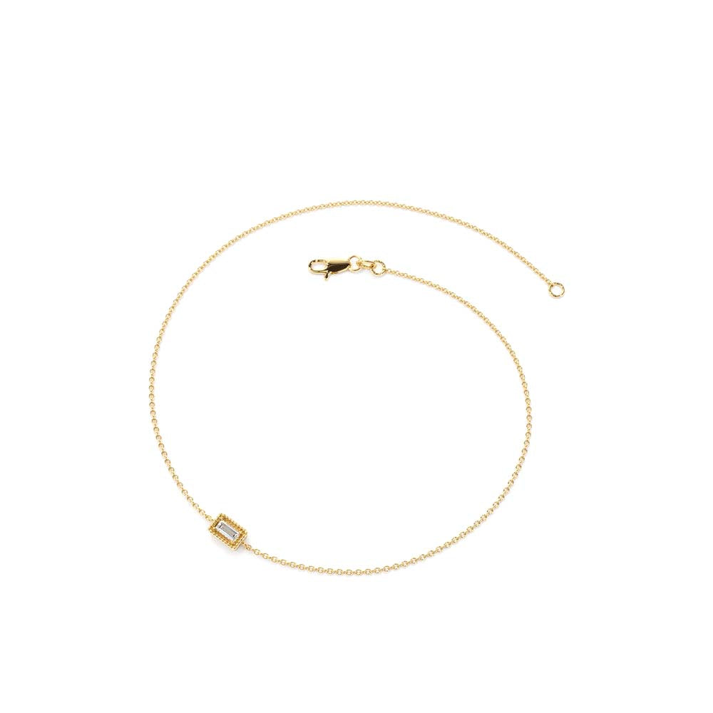 14K Gold Dainty Baguette Diamond Bracelet - view 5