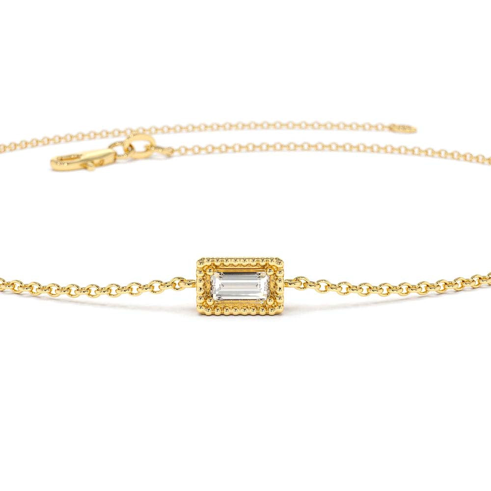 14K Gold Dainty Baguette Diamond Bracelet - view 6