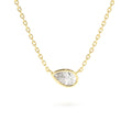 14K Gold Horizontal Pear Shape Diamond Solitaire Necklace by Orlina Fine
