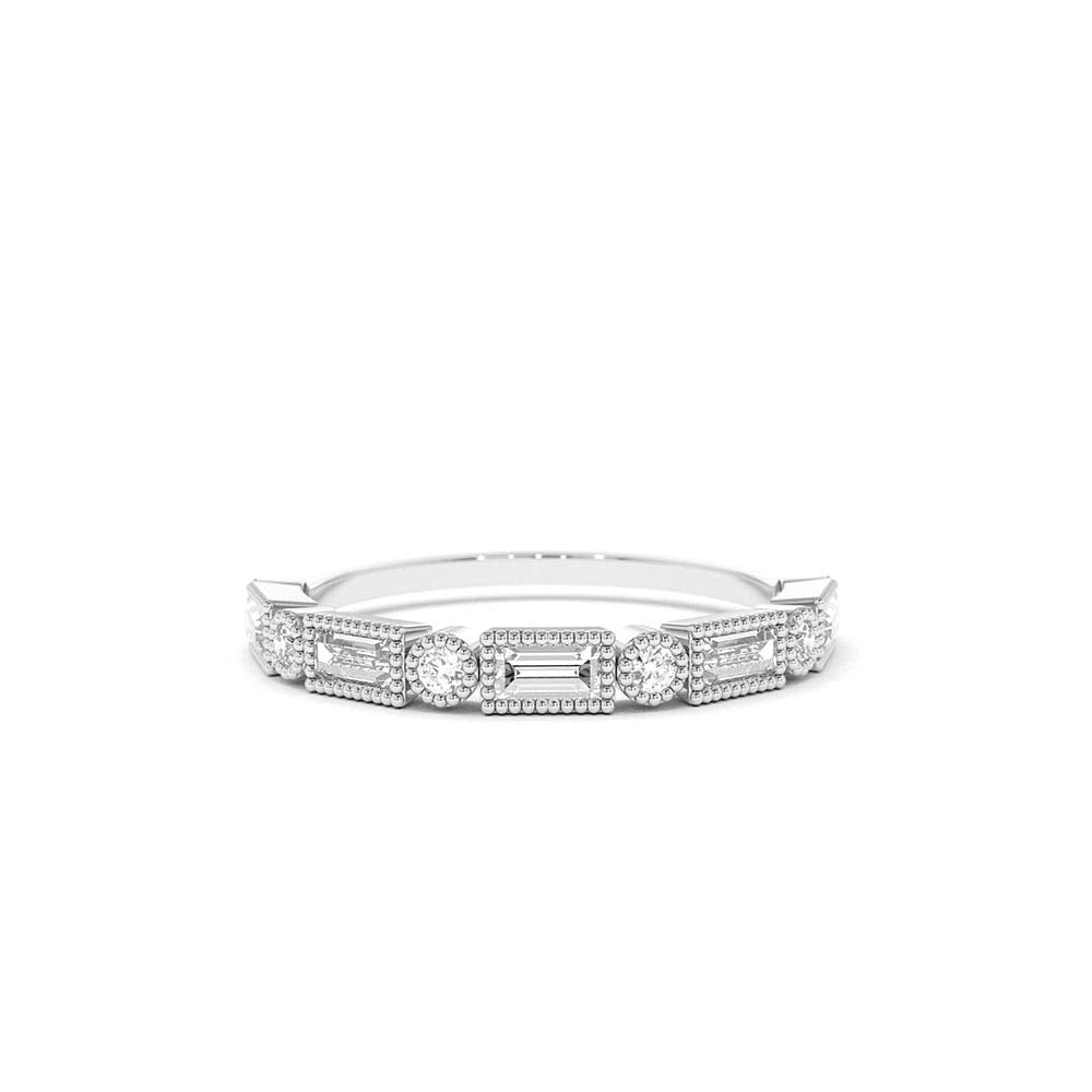 14K Gold Baguette and Round Diamond Ring - view 4