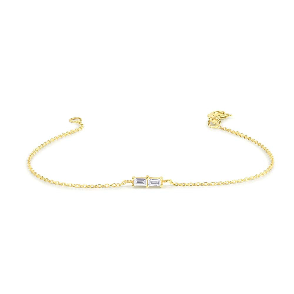 14K Double Baguette Diamond Bracelet by Orlina Fine