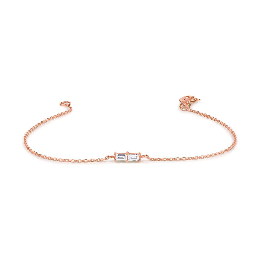 14K Double Baguette Diamond Bracelet - view 2
