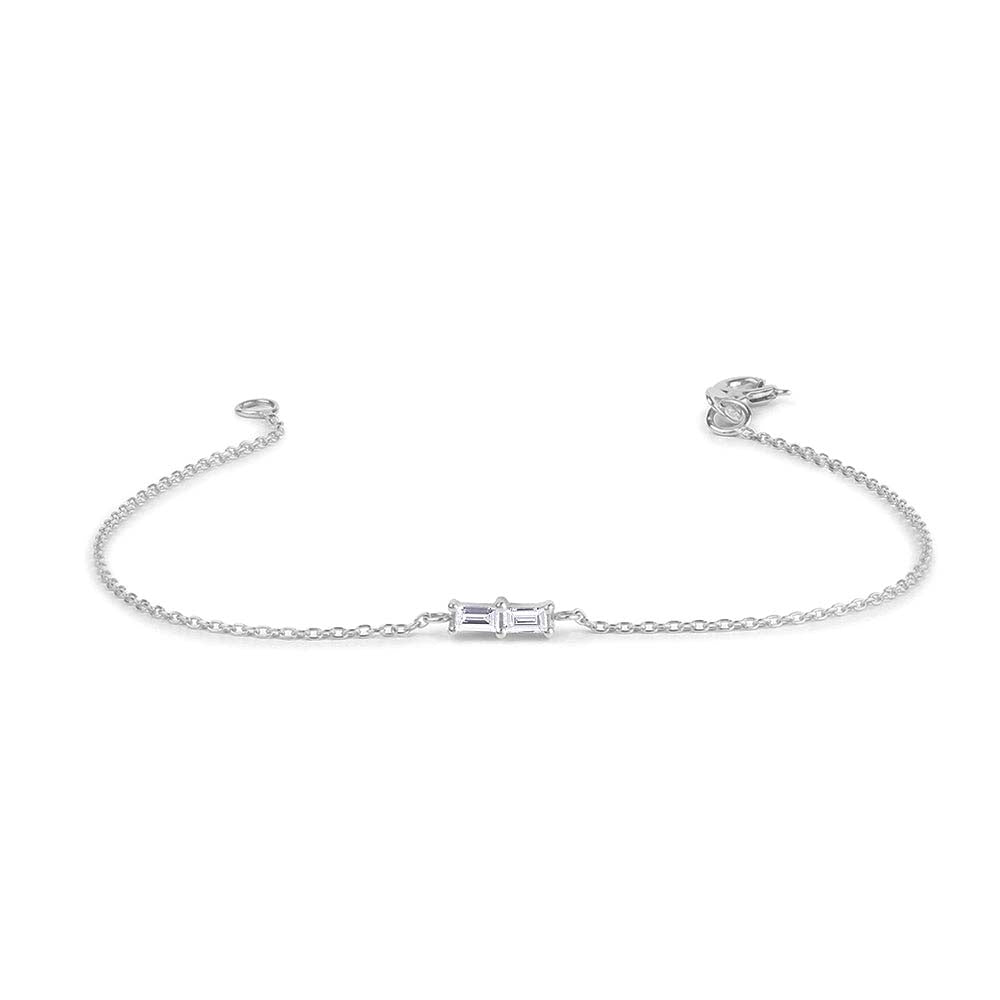 14K Double Baguette Diamond Bracelet - view 3