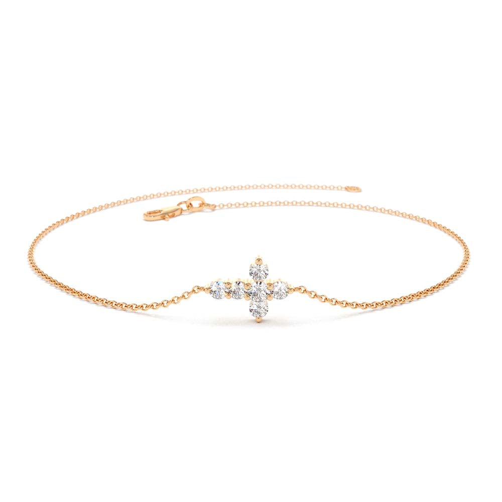 14K Gold Diamond Cross Bracelet - view 2