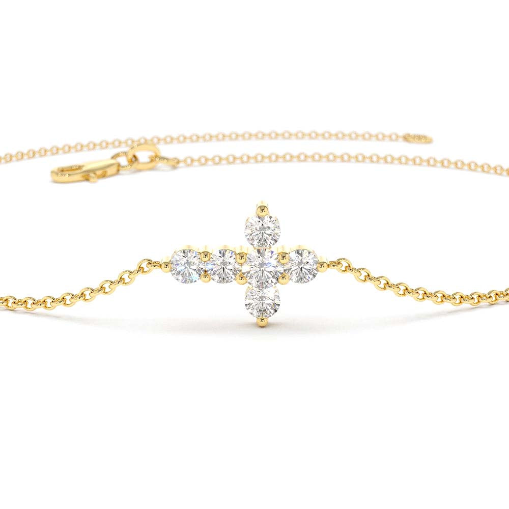 14K Gold Diamond Cross Bracelet - view 5