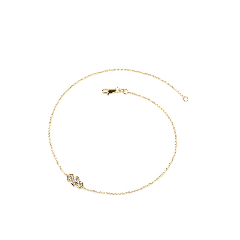 14K Gold Baguette and Round Diamond Mix Bracelet - view 4