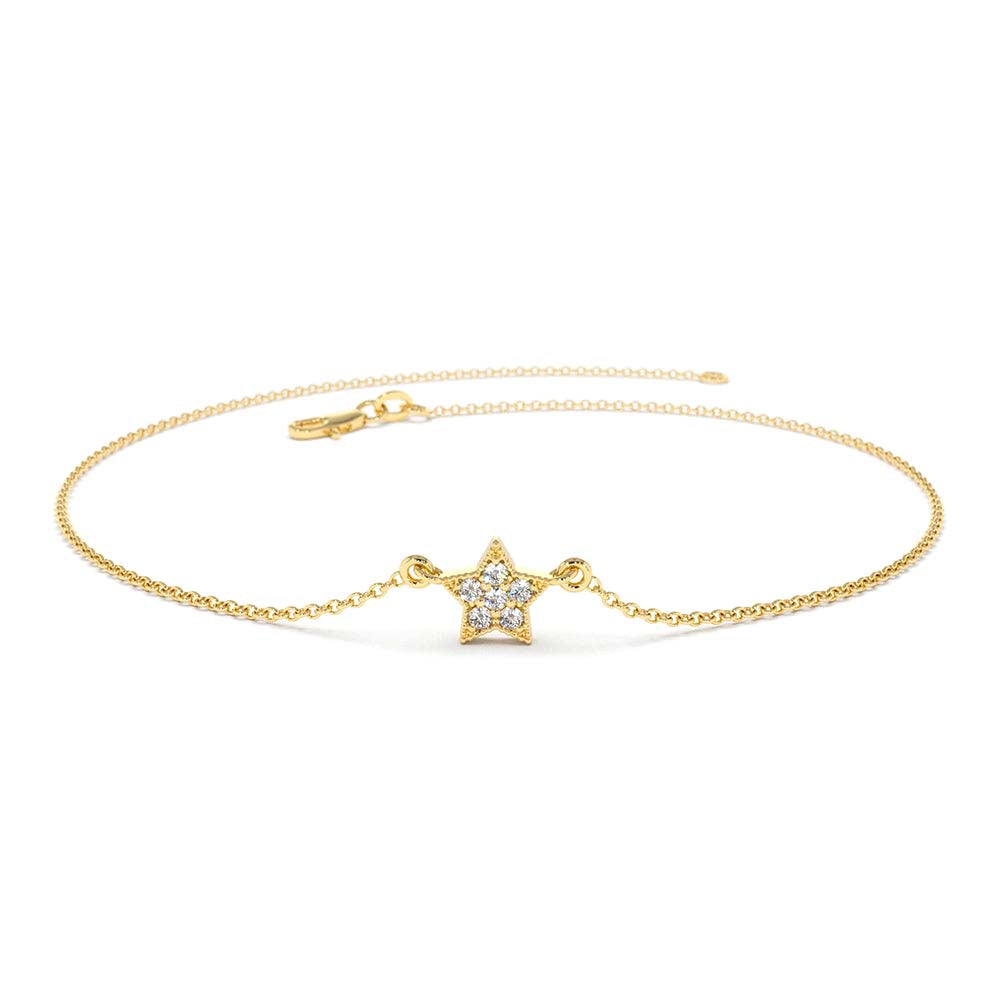 14K Diamond Star Charm Bracelet by Orlina Fine