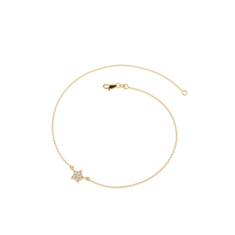 14K Diamond Star Charm Bracelet - view 4