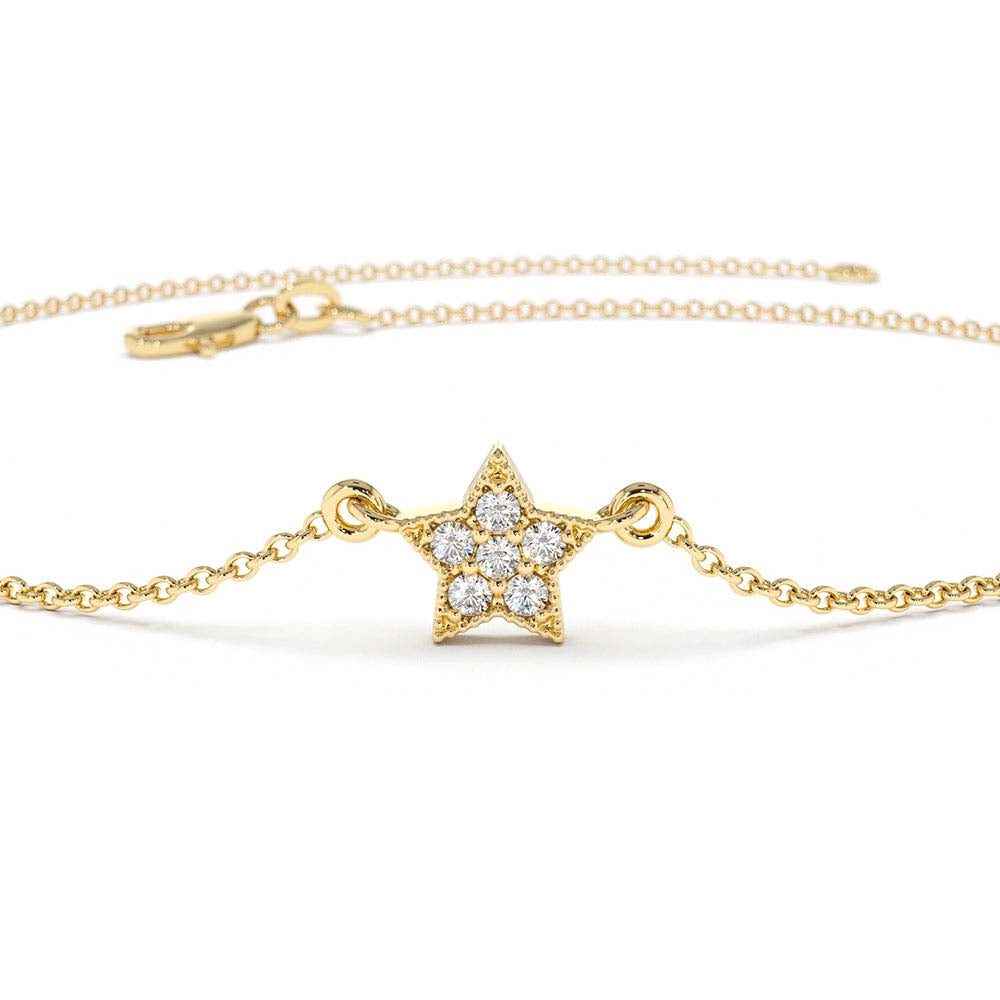 14K Diamond Star Charm Bracelet - view 5