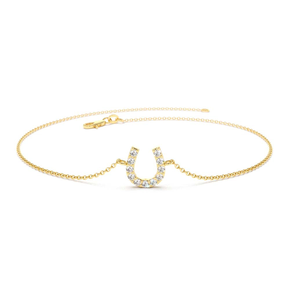 14K Mini Diamond Horseshoe Bracelet by Orlina Fine