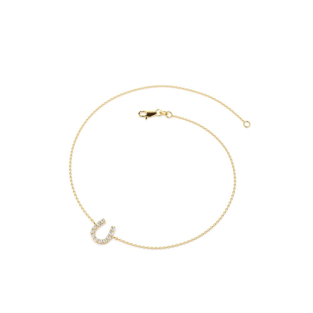 14K Mini Diamond Horseshoe Bracelet - view 4