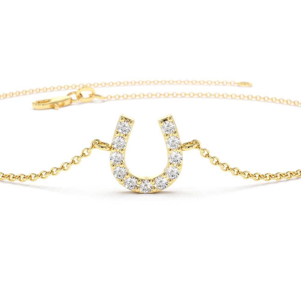 14K Mini Diamond Horseshoe Bracelet - view 5