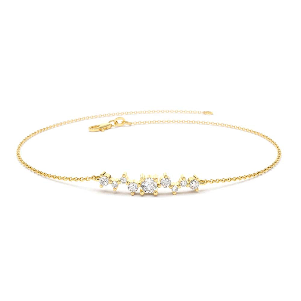 14K Gold Multi Diamond Cluster Bracelet by Orlina Fine