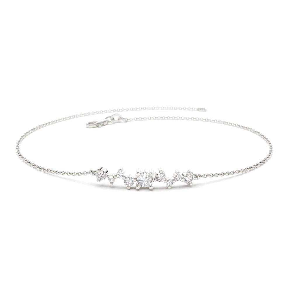 14K Gold Multi Diamond Cluster Bracelet - view 3