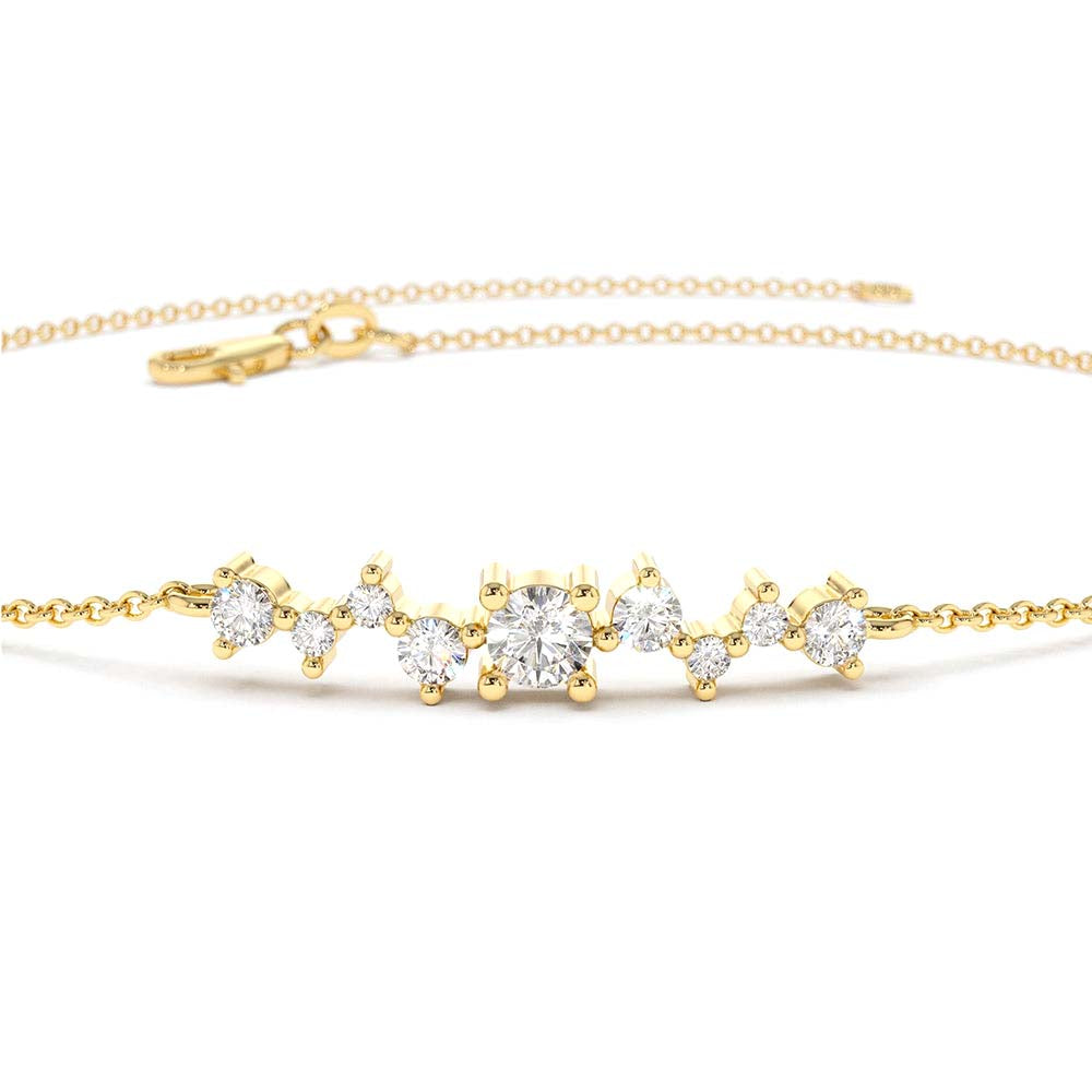 14K Gold Multi Diamond Cluster Bracelet - view 6