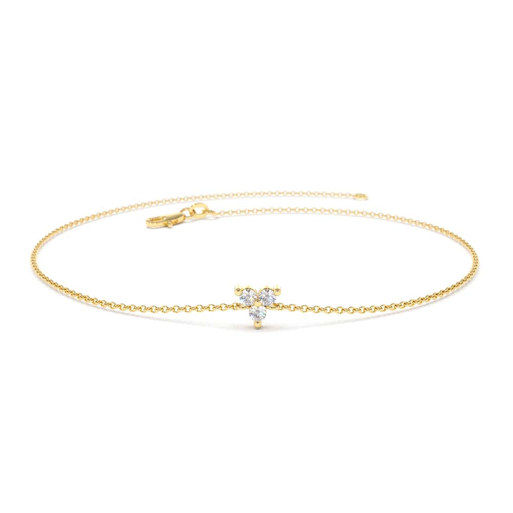 14K Gold Three Diamond Floating Bracelet by Orlina Fine