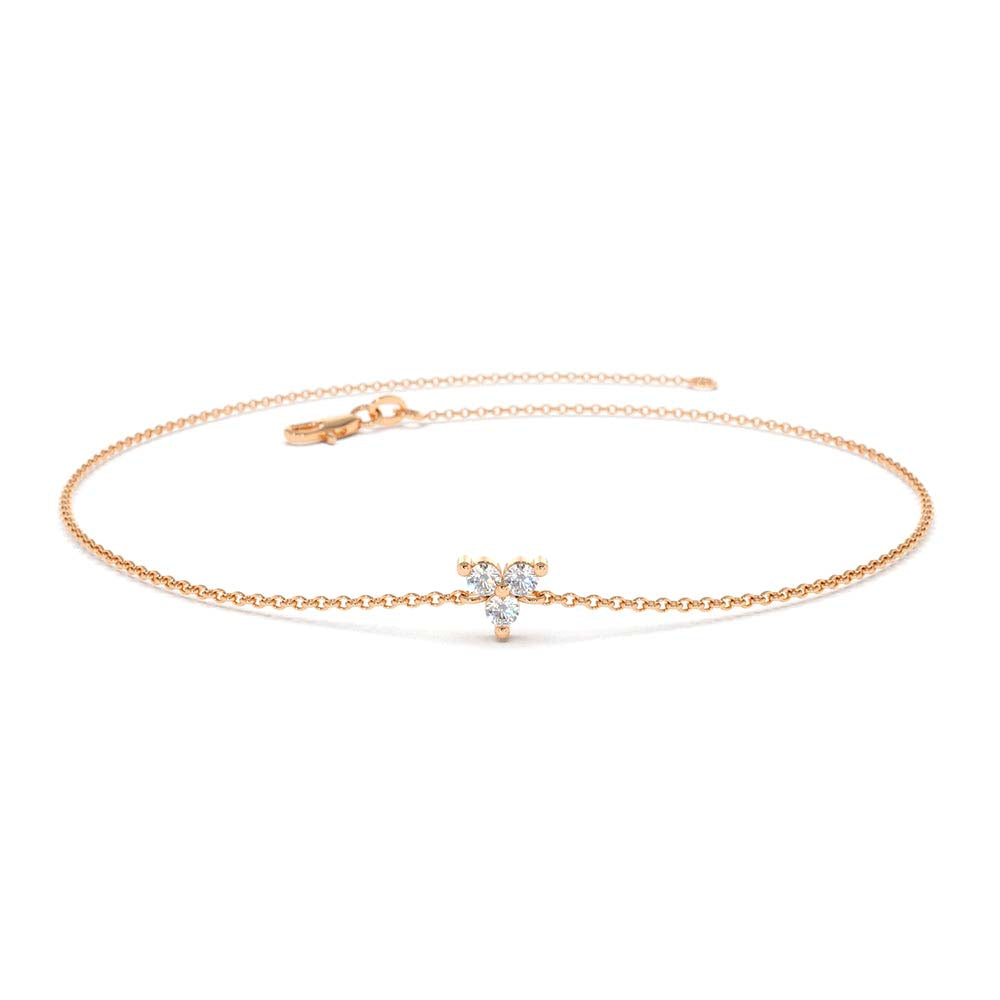 14K Gold Three Diamond Floating Bracelet - view 2