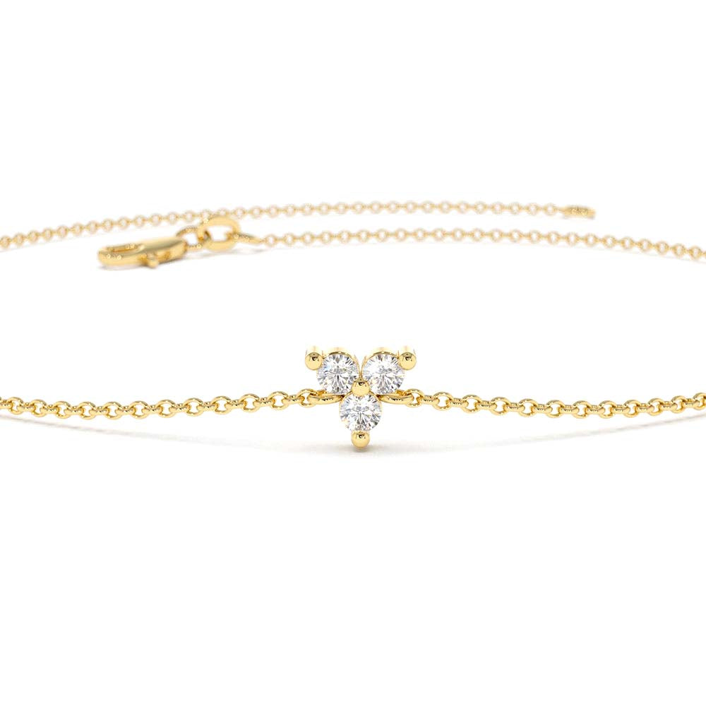 14K Gold Three Diamond Floating Bracelet - view 5