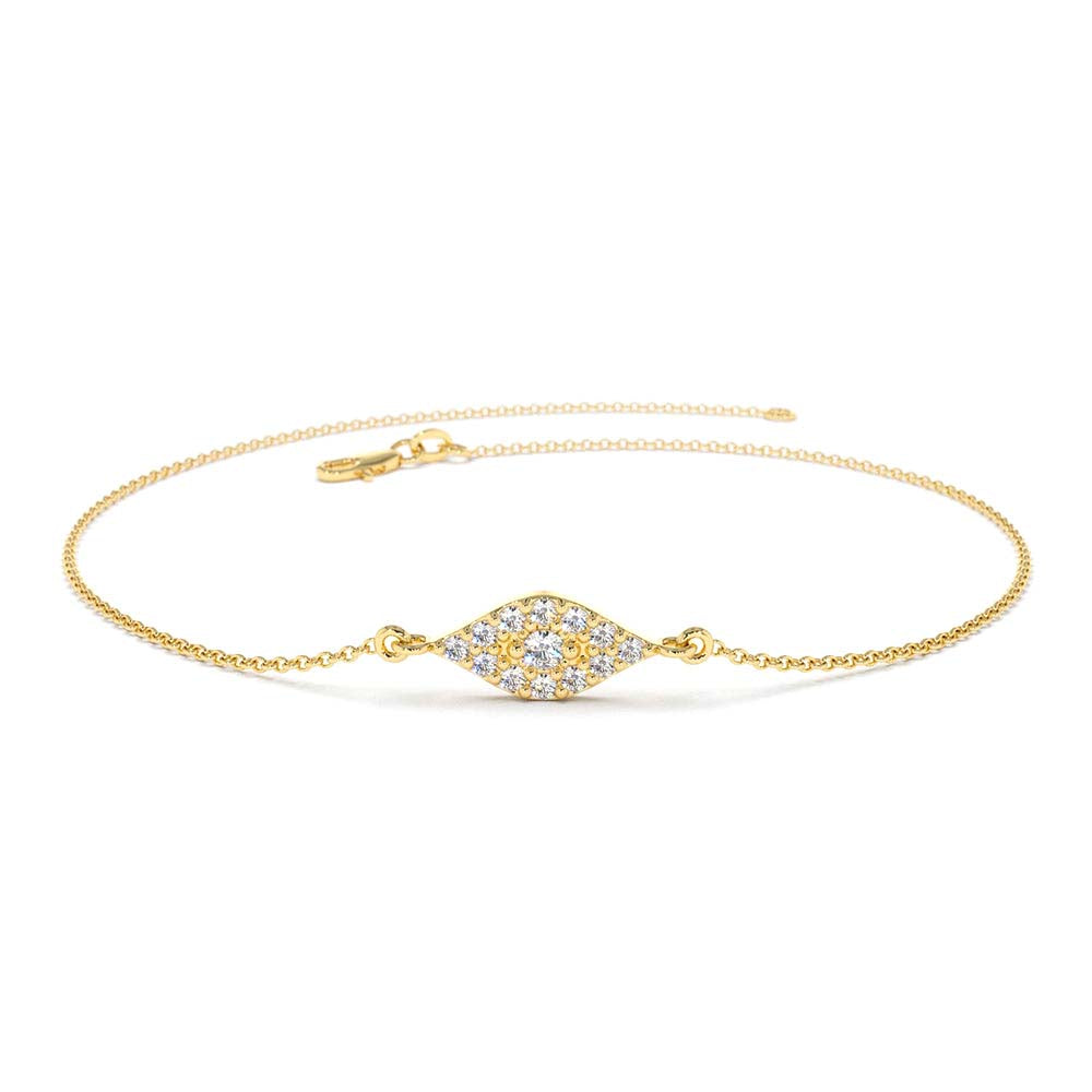 14K Gold All Diamond Evil Eye Bracelet by Orlina Fine