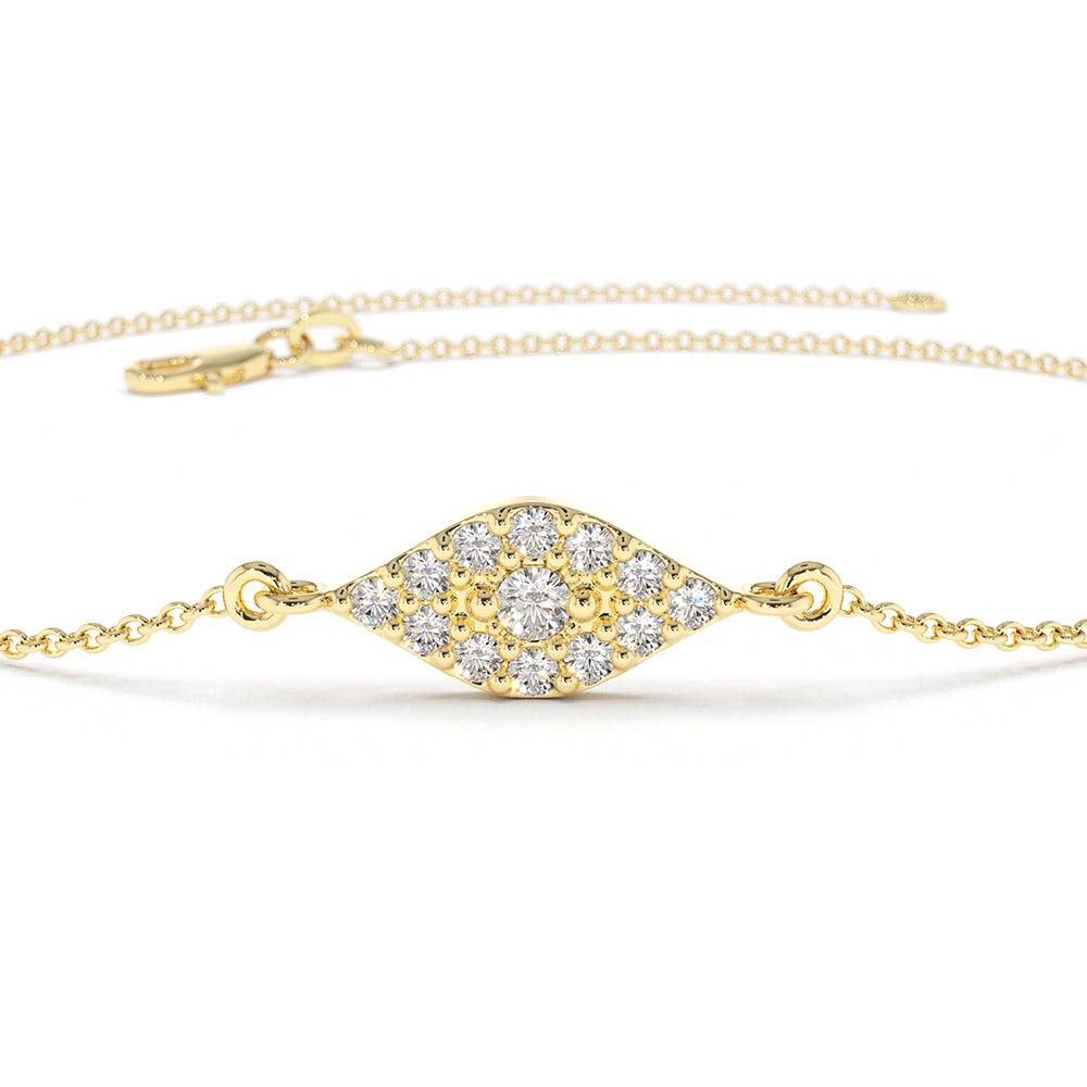 14K Gold All Diamond Evil Eye Bracelet - view 5