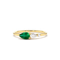 14K Pear Shape Emerald and Diamond Ring by Orlina Fine