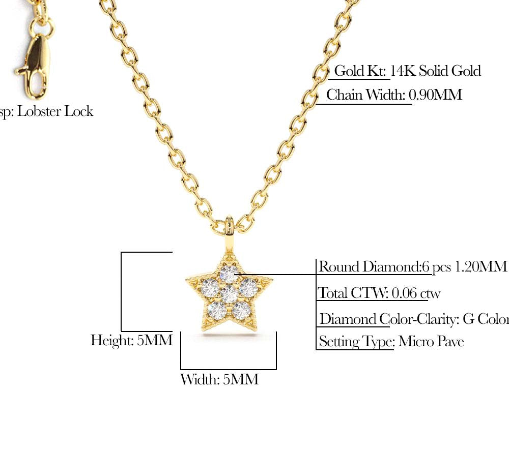 14K Gold Diamond Star Charm Necklace - view 2