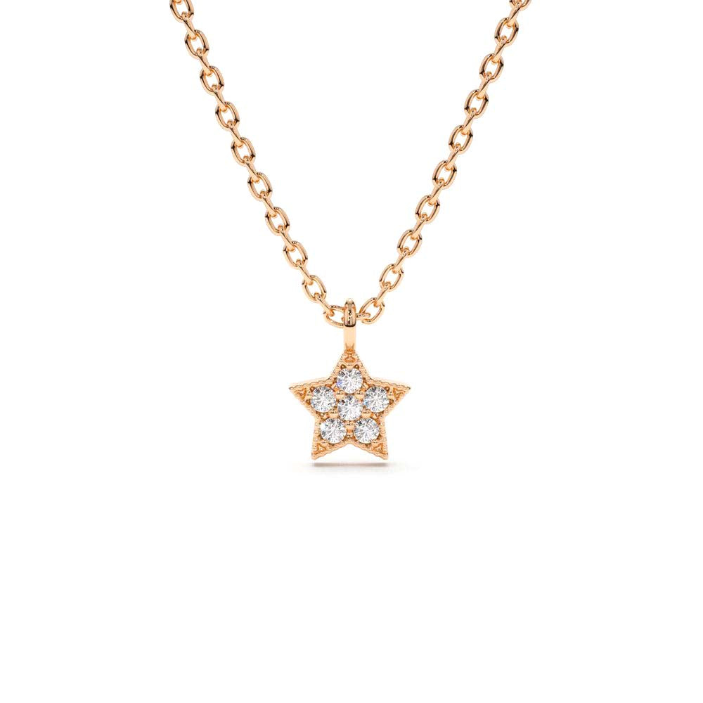 14K Gold Diamond Star Charm Necklace - view 3