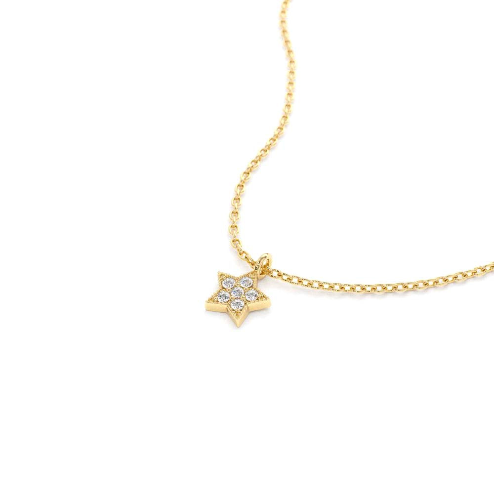 14K Gold Diamond Star Charm Necklace - view 5