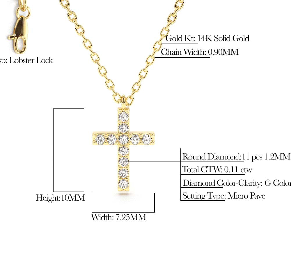 14K Gold Micro Pave Diamond Cross Necklace - view 2