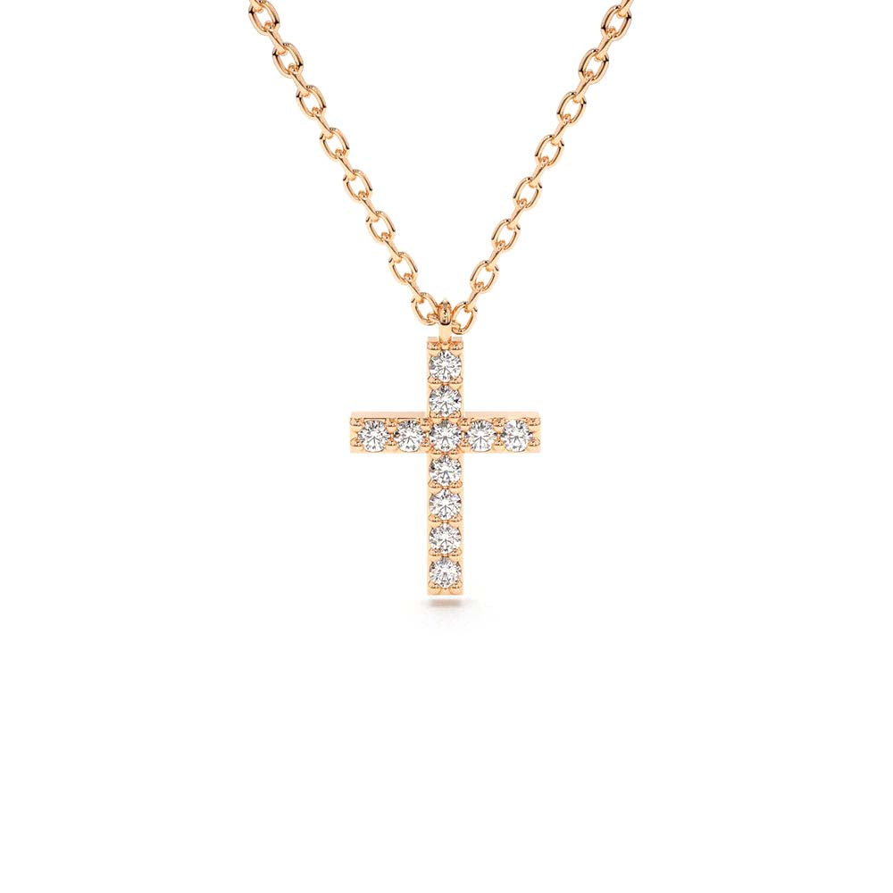 14K Gold Micro Pave Diamond Cross Necklace - view 3