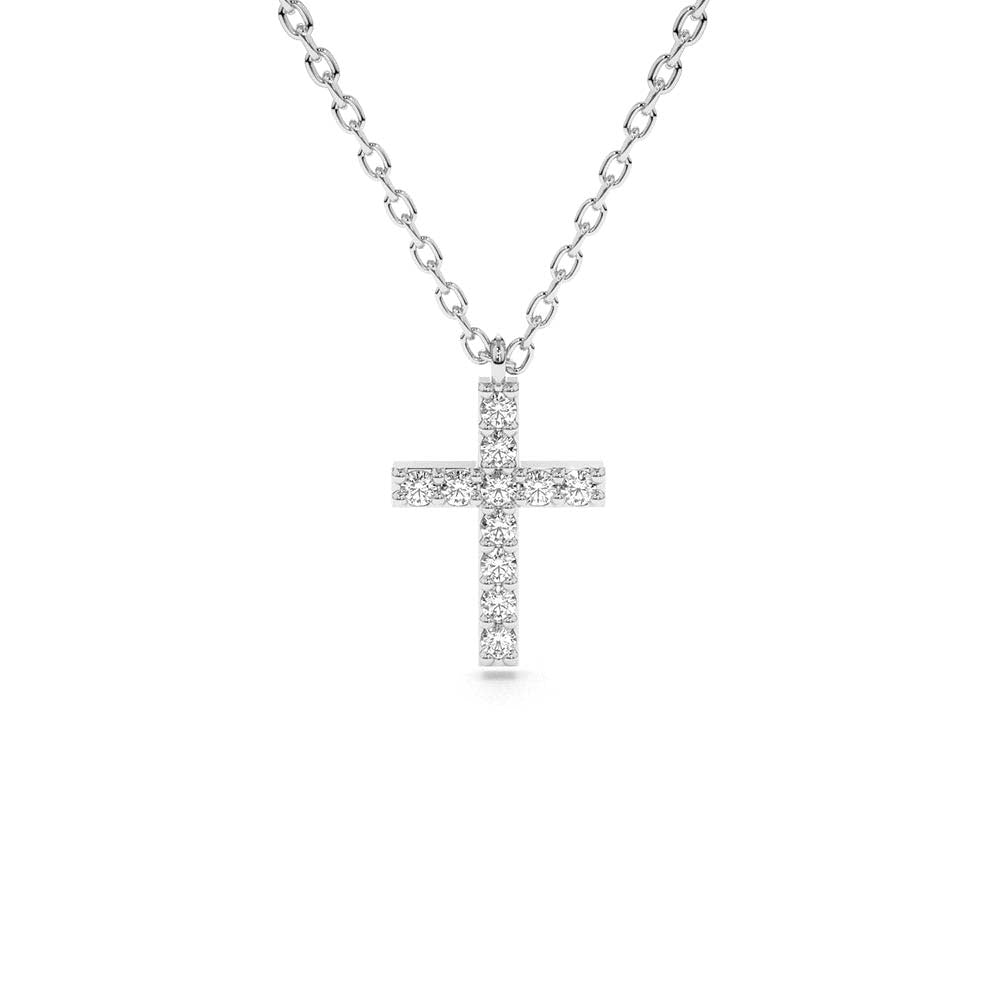 14K Gold Micro Pave Diamond Cross Necklace - view 4