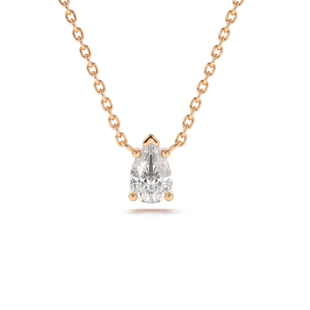 14K Gold Pear Shape Diamond Solitaire Necklace - view 2