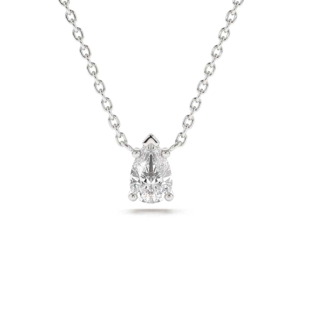 14K Gold Pear Shape Diamond Solitaire Necklace - view 3