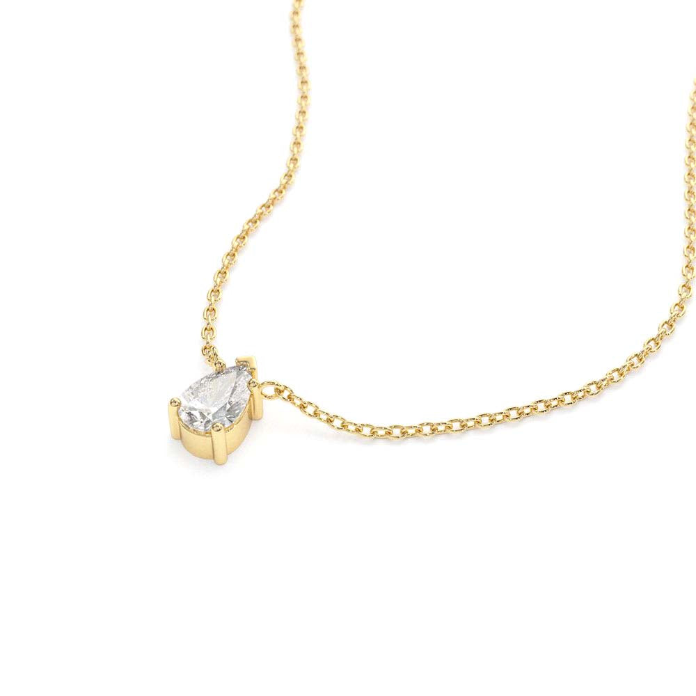 14K Gold Pear Shape Diamond Solitaire Necklace - view 4