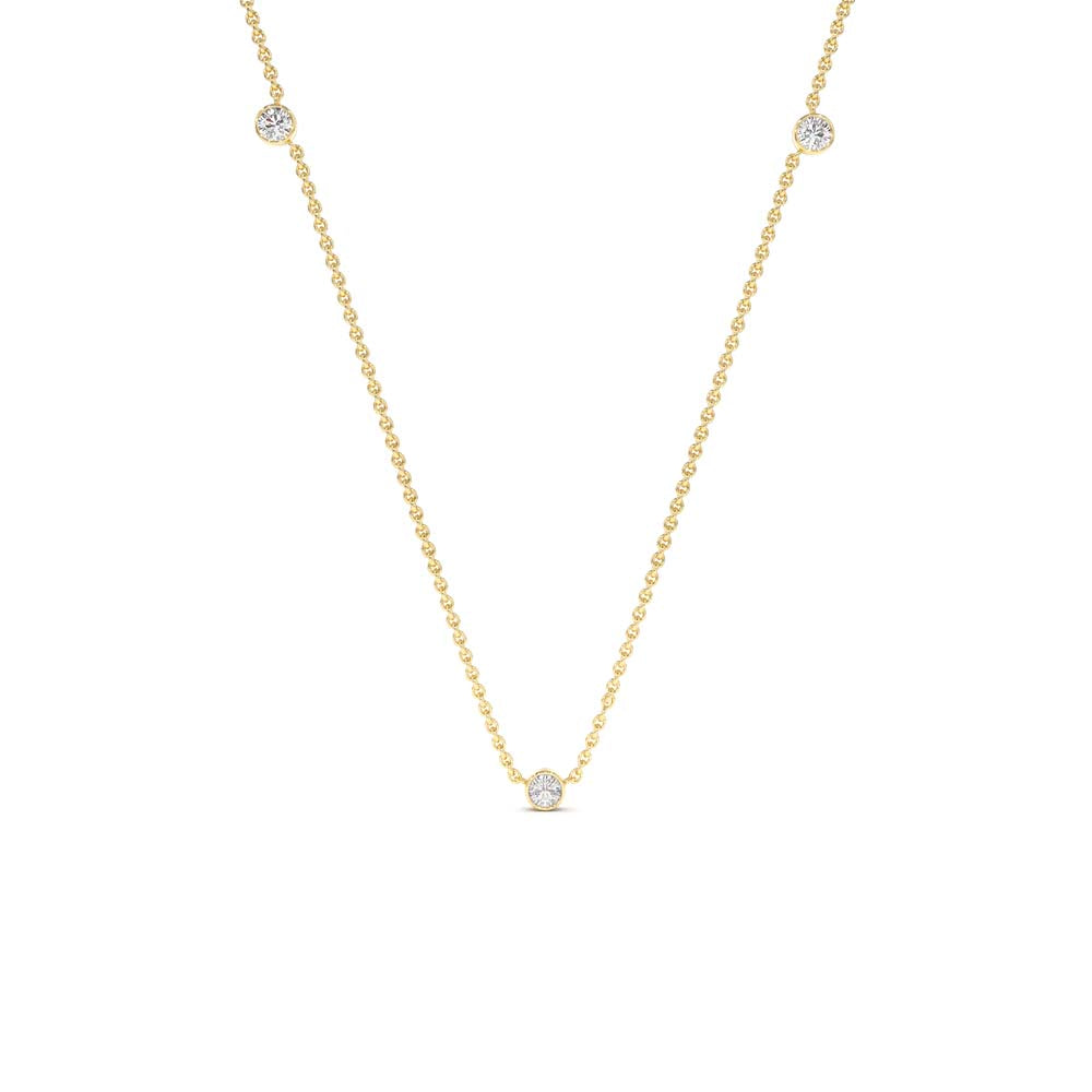 14K Bezel Setting Diamond by the Yard Necklace by Orlina Fine