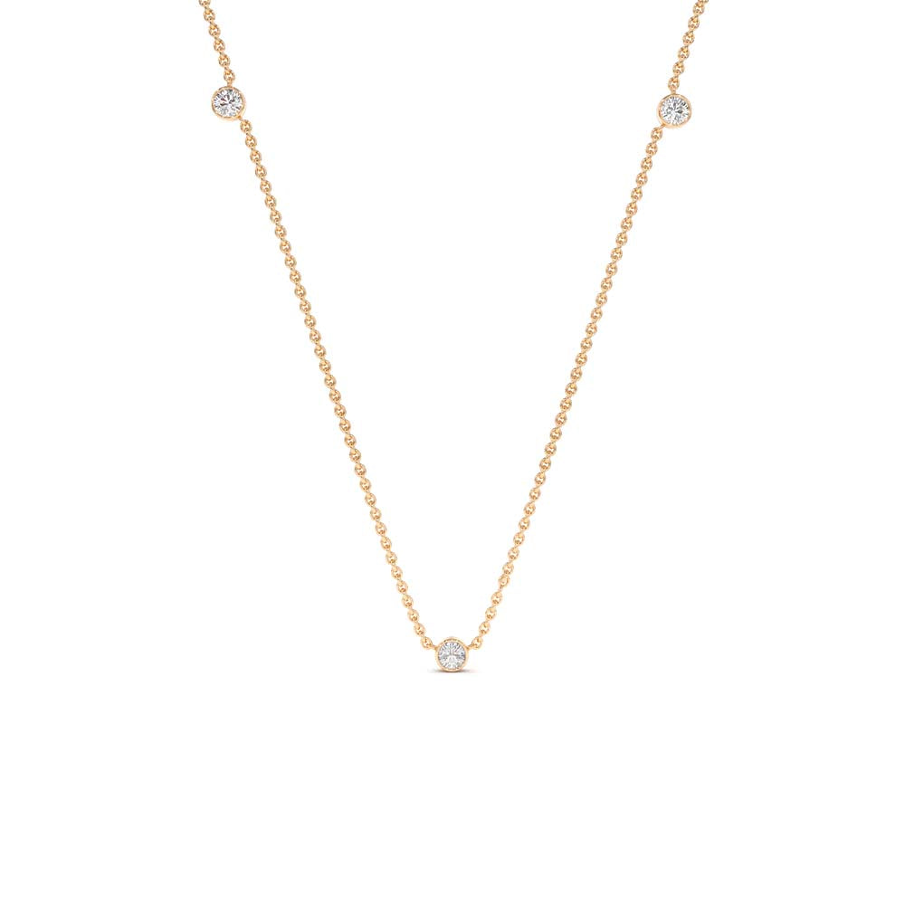 14K Bezel Setting Diamond by the Yard Necklace - view 2