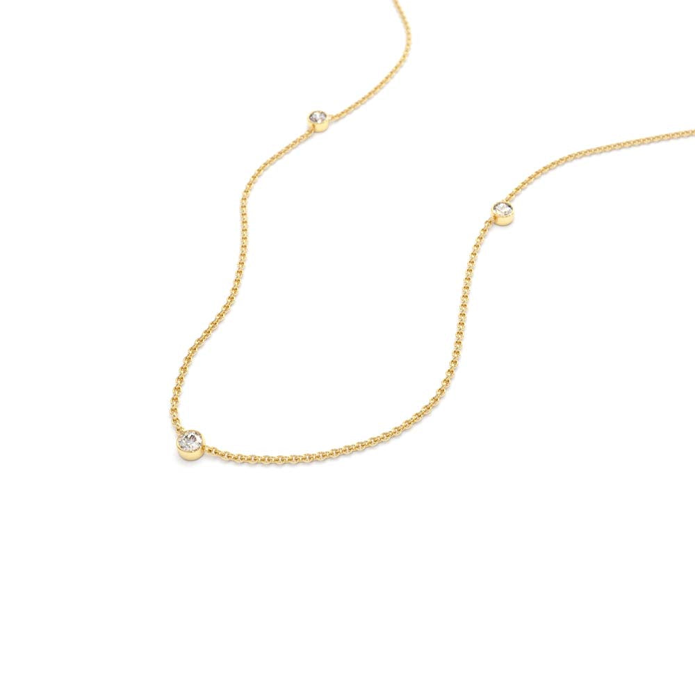 14K Bezel Setting Diamond by the Yard Necklace - view 4