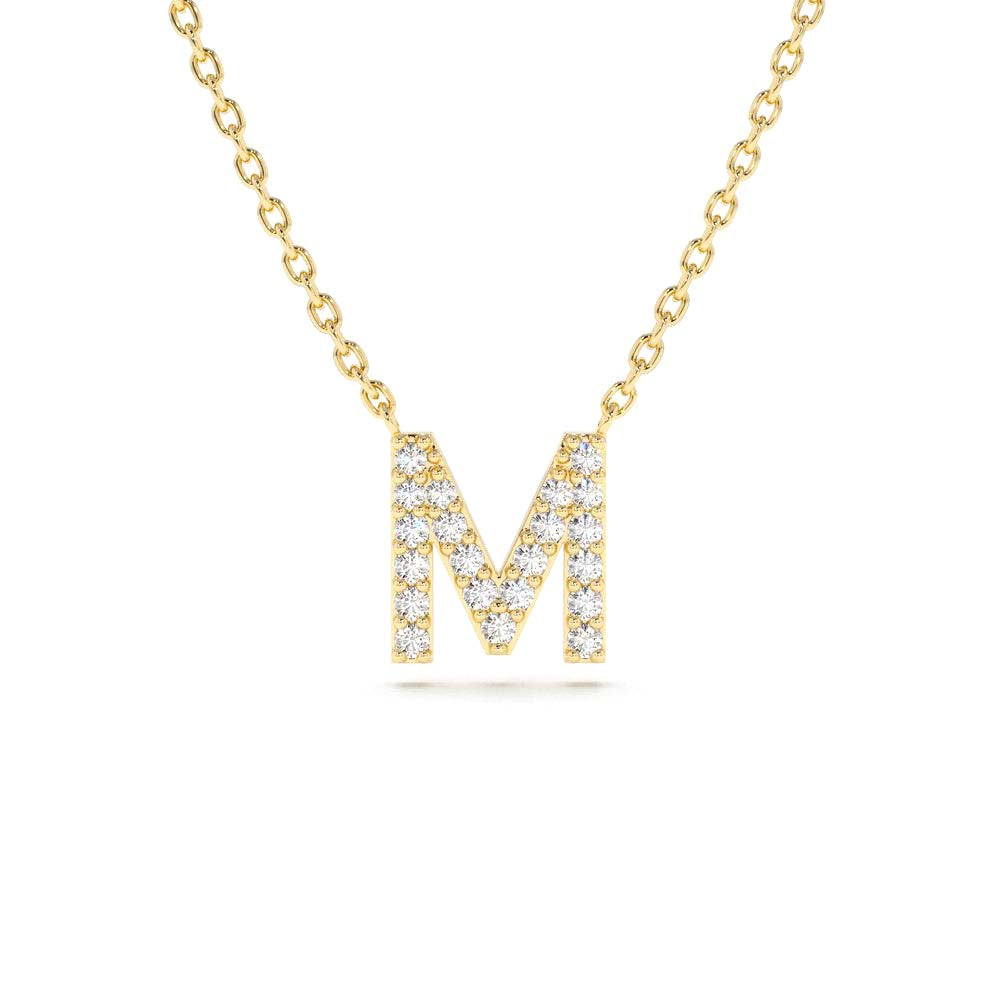14K Gold Diamond Initial Necklace by Orlina Fine