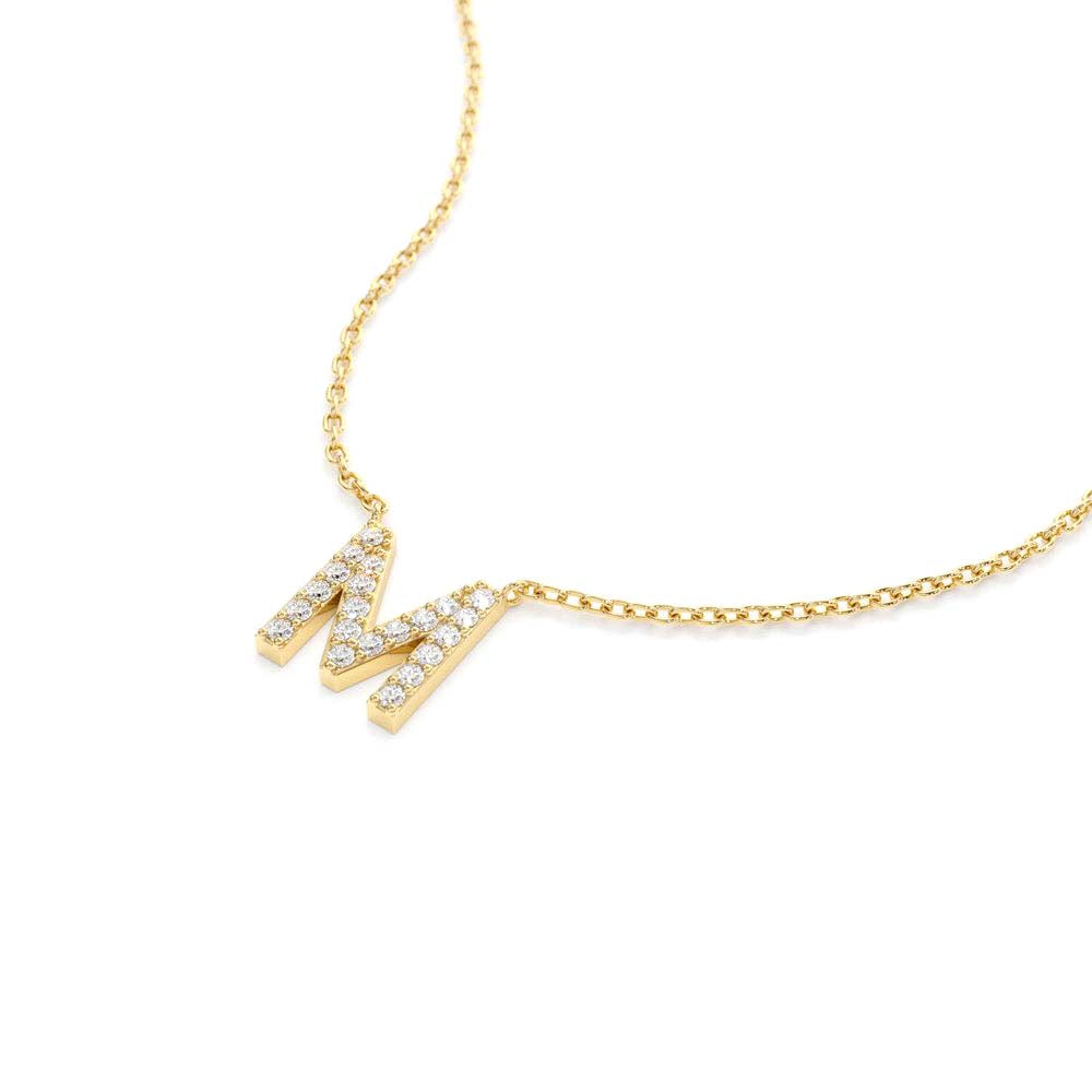 14K Gold Diamond Initial Necklace - view 4