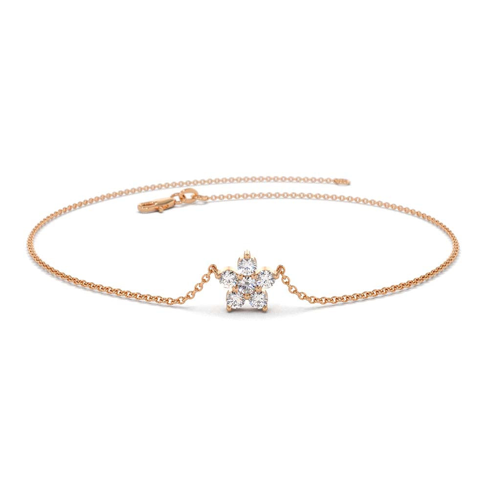 14K Gold Diamond Flower Charm Bracelet - view 2
